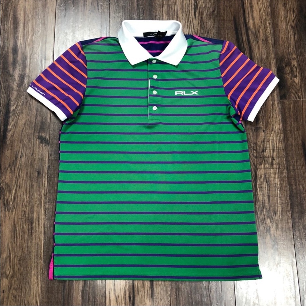 Ralph Lauren RLX Men’s striped golf polo size Medium - Picture 1 of 4